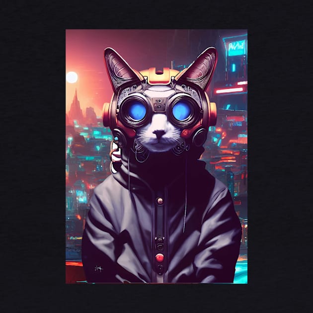 Cool Japanese Techno Cat In Japan Neon City by star trek fanart and more